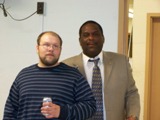 Dave Mears standing with a newly raised Mason, Tim Eldridge